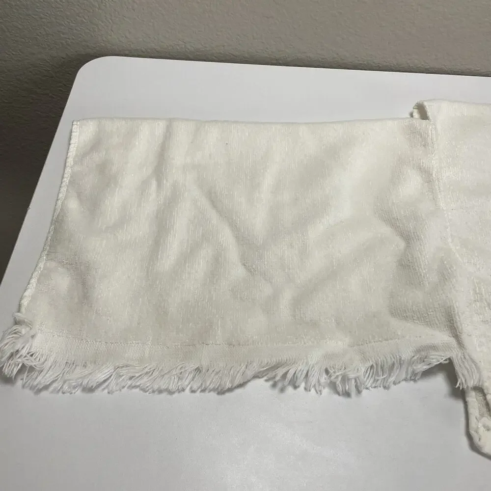Vintage R.A. Briggs White Cat in Santa Hat 2 Hand Towels Christmas Decor